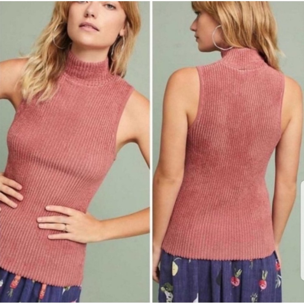 Anthropologie‎ Moth Ribbed Sleeveless Turtleneck Tank